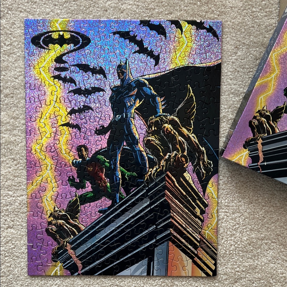 VINTAGE BATMAN FOREVER glitter jigsaw puzzle 90s Milton Bradley 200pc EUC
